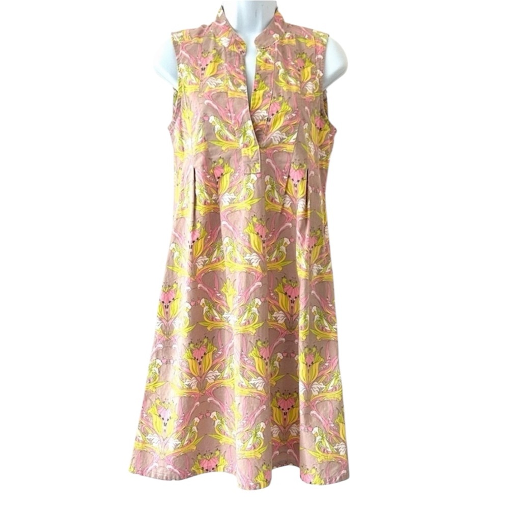 SBJ AUSTIN Spring Retro 60s Style Print A-line Cotton Dress Size S